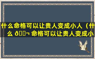 什么命格可以让贵人变成小人（什么 🐬 命格可以让贵人变成小 🕷 人呢）